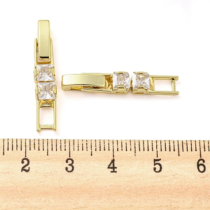 Brass Pave Clear Cubic Zirconia Watch Band Clasps, Long-Lasting Plated, Cadmium Free & Lead Free