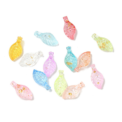 Transparent Acrylic and Gold Foil Pendants, Leaf Charms