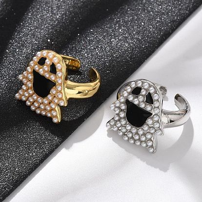 Кольца-манжеты из латуни с эмалью для женщин, без кадмия и без свинца, стойки покрытие, с ABS имитации жемчуга