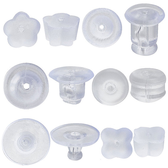 300Pcs 6 Styles Plastic & Silicone & Rubber Ear Nuts, Earring Backs