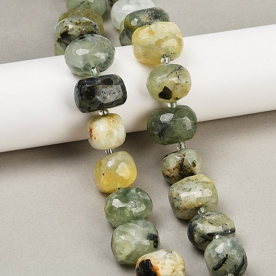 Природные пренит нитей бисера, граненые, самородки, с бисером