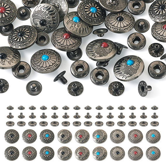 18наборы 9 стили латунные кнопки, с пластиковым буртиком, Сплав крышкой, хлопчатобумажная одежда покрывает пряжку