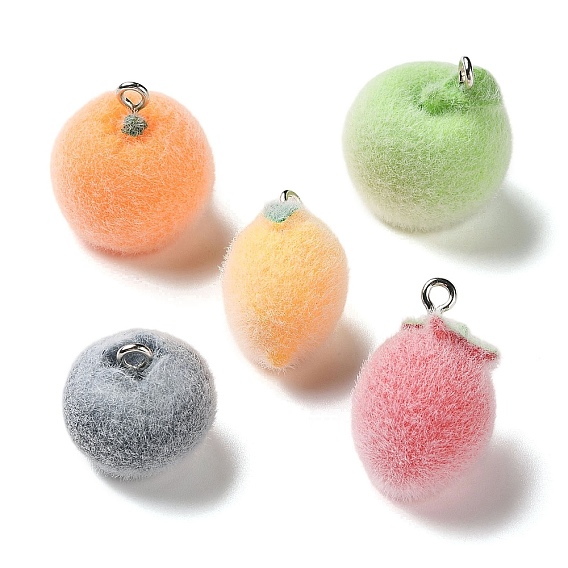 Подвески из непрозрачной смолы с фруктовой тематикой, с железной платиной петлей