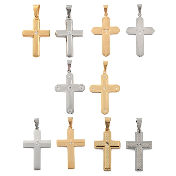 304 из нержавеющей стали горный хрусталь подвески, крестик, вакуумные покрытия