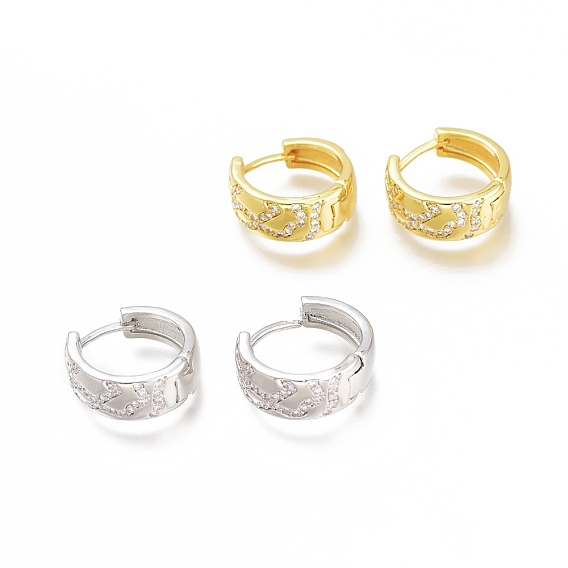 Messing Micro Pave klare Zirkonia Huggie Creolen, langlebig überzogen, Ring