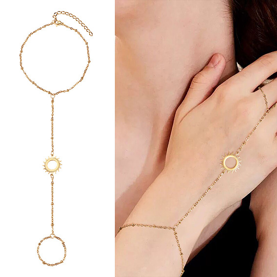 304 Браслеты-кольца из нержавеющей стали с цепочкой Sun Link для женщин