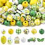 Lemon Theme Printed Wood Beads