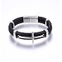  Bracelets de cordon en cuir, avec 304 acier inoxydable fermoir magnétique, croix