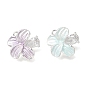 Brass Pave Clear Cubic Zirconia Pendants, Flower Charms, Platinum
