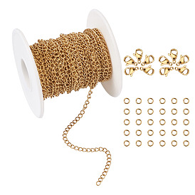 Kits de bracelets et colliers à faire soi-même, y compris les chaînes gourmettes en acier inoxydable et les fermoirs à pince de homard et les anneaux de saut ouverts