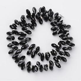Glass Beads Strands, Top Drilled Beads, Faceted Teardrop