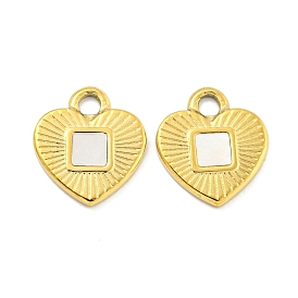 Vacuum Plating 304 Stainless Steel Pendants, with Shell, Heart Charm