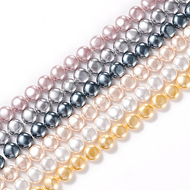 Hebras de perlas de concha electrochapadas, pulido, plano y redondo