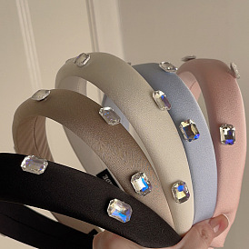Fashion Rhinestone Sponge High Skull Top Headband Versatile Wide Brimming Headband Advanced Sense Washing Hair Accessories Female