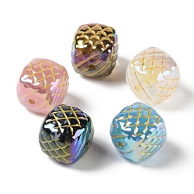 Metal Enlaced Acrylic Beads, Iridescent, Cube