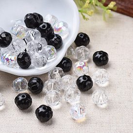 Perles de verre tchèques transparentes et opaques et galvanisées, facette, rondelle