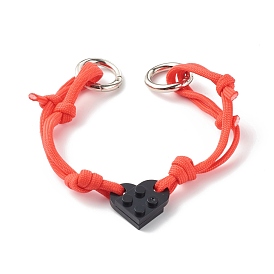 Polyester & Spandex Cord Bracelet Sets, with Resin Building Blocks Charms, Rectangle