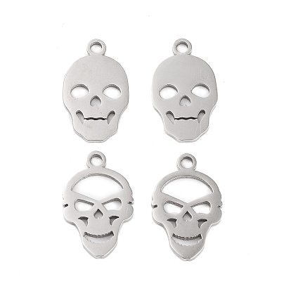 316 Surgical Stainless Steel Pendants, Laser Cut, Skull Charm