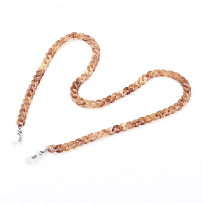 Eyeglasses Chains, Neck Strap for Eyeglasses, with Acrylic Curb Chains, 304 Stainless Steel Lobster Claw Clasps and Rubber Loop End