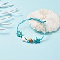 Adjustable Waxed Cotton Cord Braided Bracelets, with Cowrie Shell Beads, Wood Beads, Synthetic Turquoise(Dyed) Beads, Starfish/Sea Stars and Tortoise