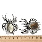 Брошь-паук из сплава с паве, окрашенная в виде ракушки, предметы двойного назначения, с реактивной горный хрусталь, античное серебро