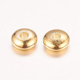 Real 18K Gold Plated Brass Spacer Beads, Nickel Free, Flat Round