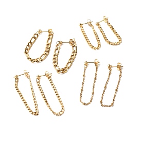 Chain Shape Dangle Stud Earring for Girl Women, 304 Stainless Steel Ear Thread