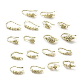 Brass Micro Pave Cubic Zirconia Earring Hooks, Long-Lasting Plated