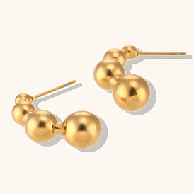 Gradient Stainless Steel 18K Gold Plated Ball Stud Earrings (Set of 4)