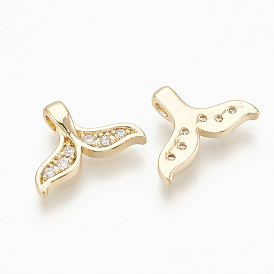 Brass Micro Pave Cubic Zirconia Charms, Whale Tail
Shape, Nickel Free