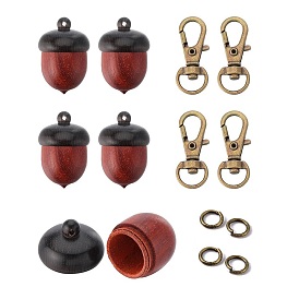 Набор для изготовления брелка своими руками, включая деревянные подвески в виде коробочек с желудями, Перейти латунные, сплав поворотный Lobster Claw застежками