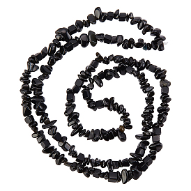 3 Strang natürliche Obsidian Chip Perlenstränge
