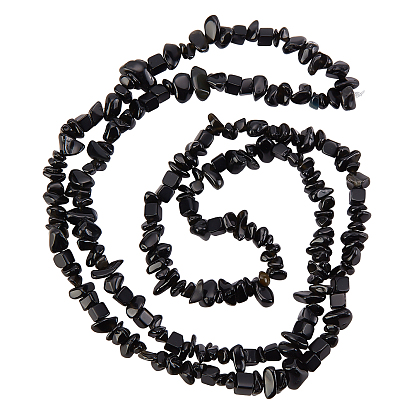 3 Strang natürliche Obsidian Chip Perlenstränge