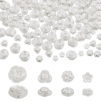 300 pcs 4 style abs en plastique imitation perles de perles, fleur
