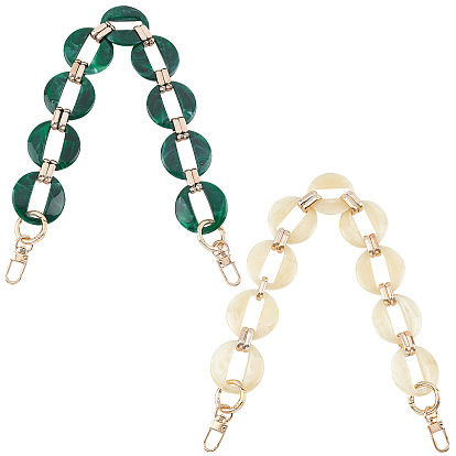 2 pcs 2 couleurs sangle de sac en résine, avec fermoirs pivotants en alliage d'or léger, pour accessoires de remplacement de sangles de sac