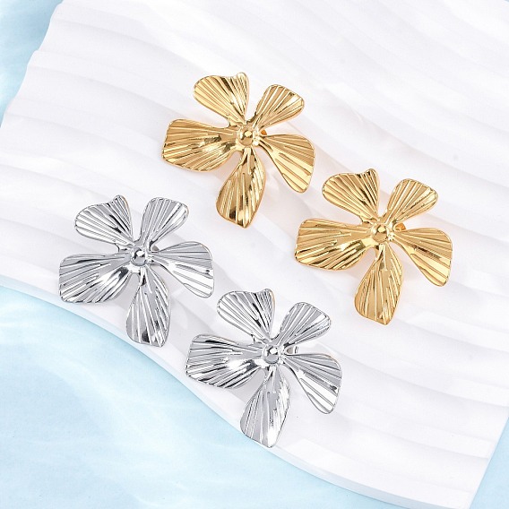 304 серьги-гвоздики из нержавеющей стали для женщин, цветок