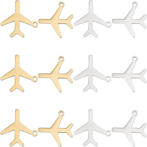 12 шт. 2 цвета 201 подвески из нержавеющей стали, лазерная резка, пассажирский самолет