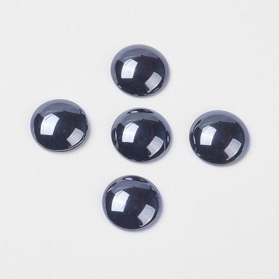 Non-magnetic Synthetic Hematite Cabochons, Grade A, Half Round