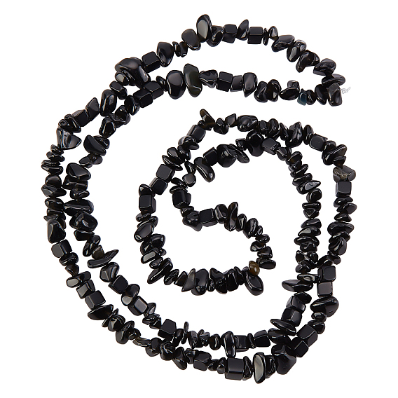 3 Strang natürliche Obsidian Chip Perlenstränge