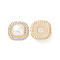 ABS Imitation Pearl Cabochons, with Alloy Rhinestone Finding, Square