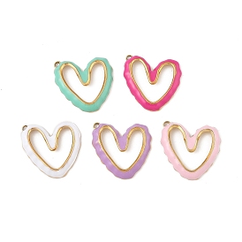 304 нержавеющей стальной эмали подвески, сердце прелести, реальный 18 k позолоченный, вакуумное покрытие pvd