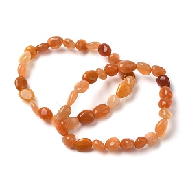 Браслеты из натуральных красных бусин авантюрина для мужчин и женщин, самородки