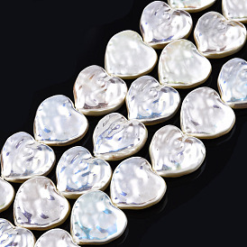ABS Plastic Imitation Pearl Beads Strands, AB Color Plated, Heart