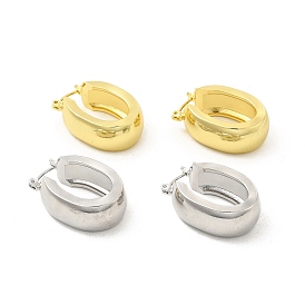Brass Oval Thick Hoop Earrings for Women