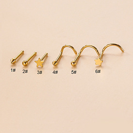 316l хирургические кольца для носа из нержавеющей стали, золотые