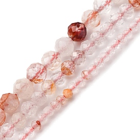 Нити бусин из натурального железистого кварца, круглые, граненые