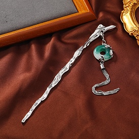 Alloy Hair Sticks, with Removable Tassels Made of Imitation Jade, Hair Accessories for Woman Girls