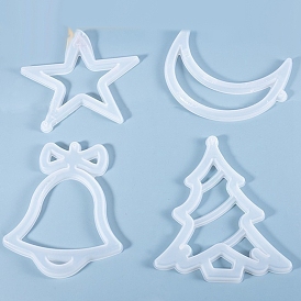 DIY Christmas Theme Pendant Silhouette Silicone Molds, Resin Casting Molds, for UV Resin, Epoxy Resin Jewelry Making