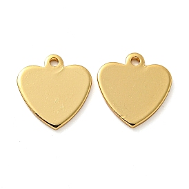 Rack Plating Brass Charms, Long-Lasting Plated, Cadmium Free & Lead Free, Heart