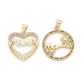 Подвески из латуни с микропаве ко Дню матери и кубическим цирконием, со словом мама, реальный 18 k позолоченный